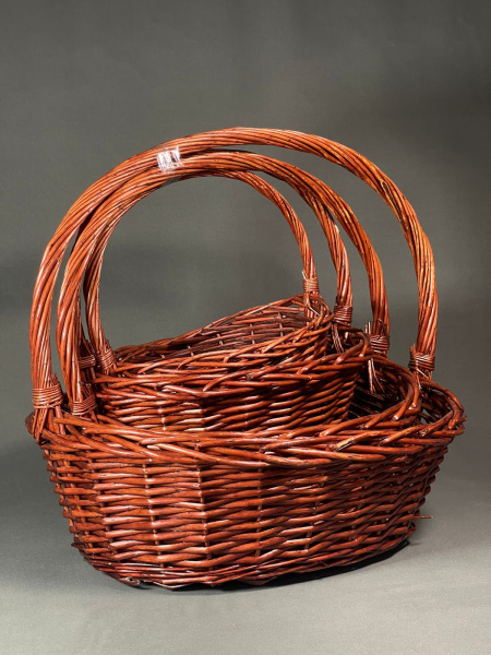Корзины из ивы 4шт, овал, (45*35*15, 38*30*13, 33*25*12, 28*20*10) Коричневый
